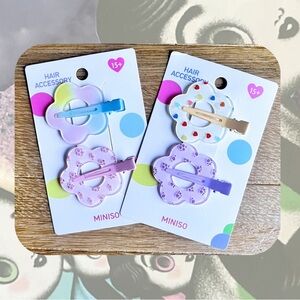 🎉🎉kids set of 2 pastel flower shaped hair clips for kids and women